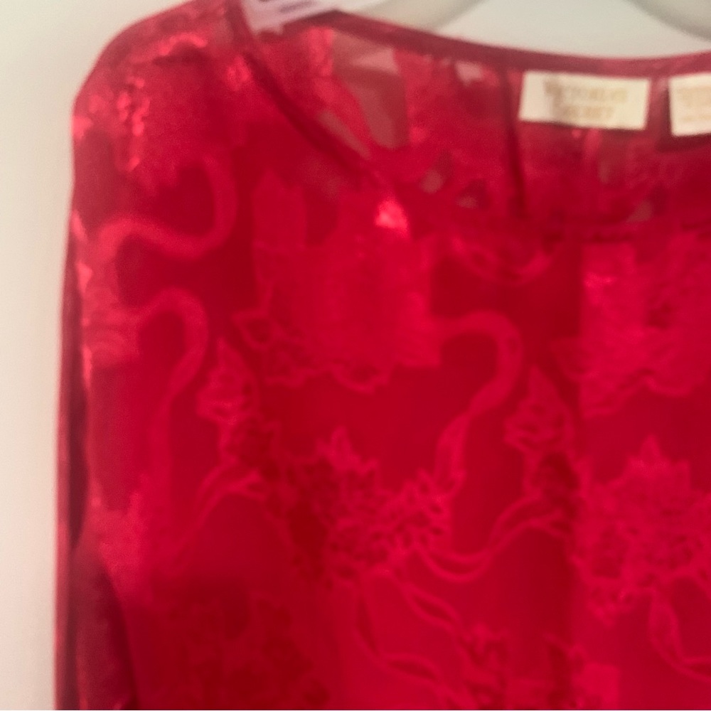 Victoria Secret Vintage Semi Sheer Floral Long Sleeve Blouse - Picture 13 of 13